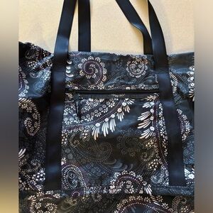 Vera Bradley Lighten Up Black Noir Paisley Nylon Duffel Bag